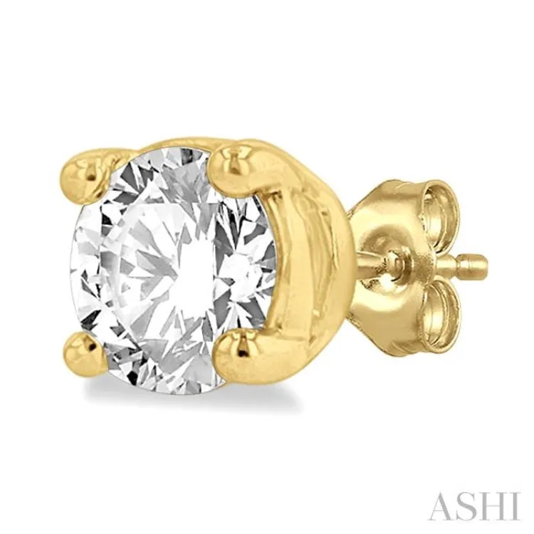 1/4 ctw Round Cut Diamond Stud Earring in 14K Yellow Gold