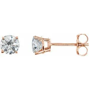 14K Rose 1 CTW Natural Diamond Stud Earrings