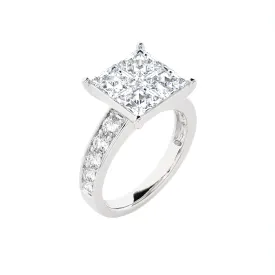 3 3/4 ctw Princess Lab Grown Diamond Side Stone Engagement Ring