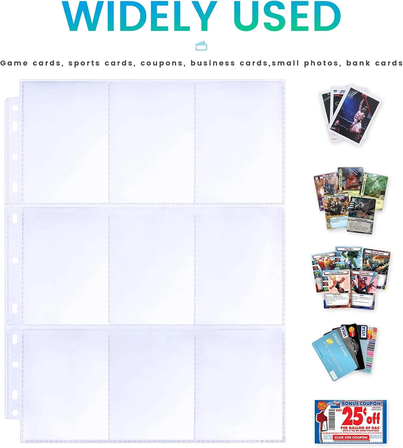 360 Pockets Binder Sleeves Double-Sided 9 Pocket Trading Pages for 3 Ring Binder, Clear Plastic Sleeves for Sport Cards, Business Cards, Game Cards, Photos