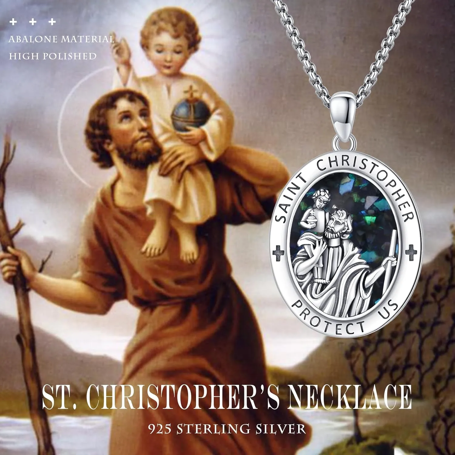 925 Sterling Silver Patron Saint Necklace Archangel Medals St Pendant Amulet Necklaces Protection Jewelry for Men Women with Chain