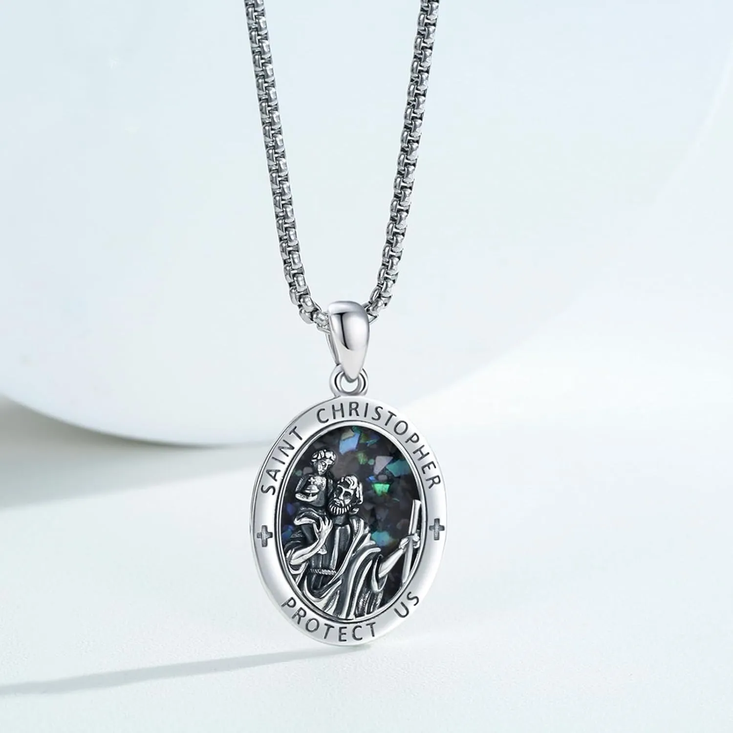 925 Sterling Silver Patron Saint Necklace Archangel Medals St Pendant Amulet Necklaces Protection Jewelry for Men Women with Chain