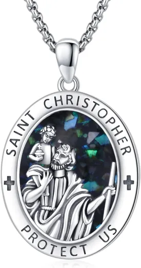 925 Sterling Silver Patron Saint Necklace Archangel Medals St Pendant Amulet Necklaces Protection Jewelry for Men Women with Chain