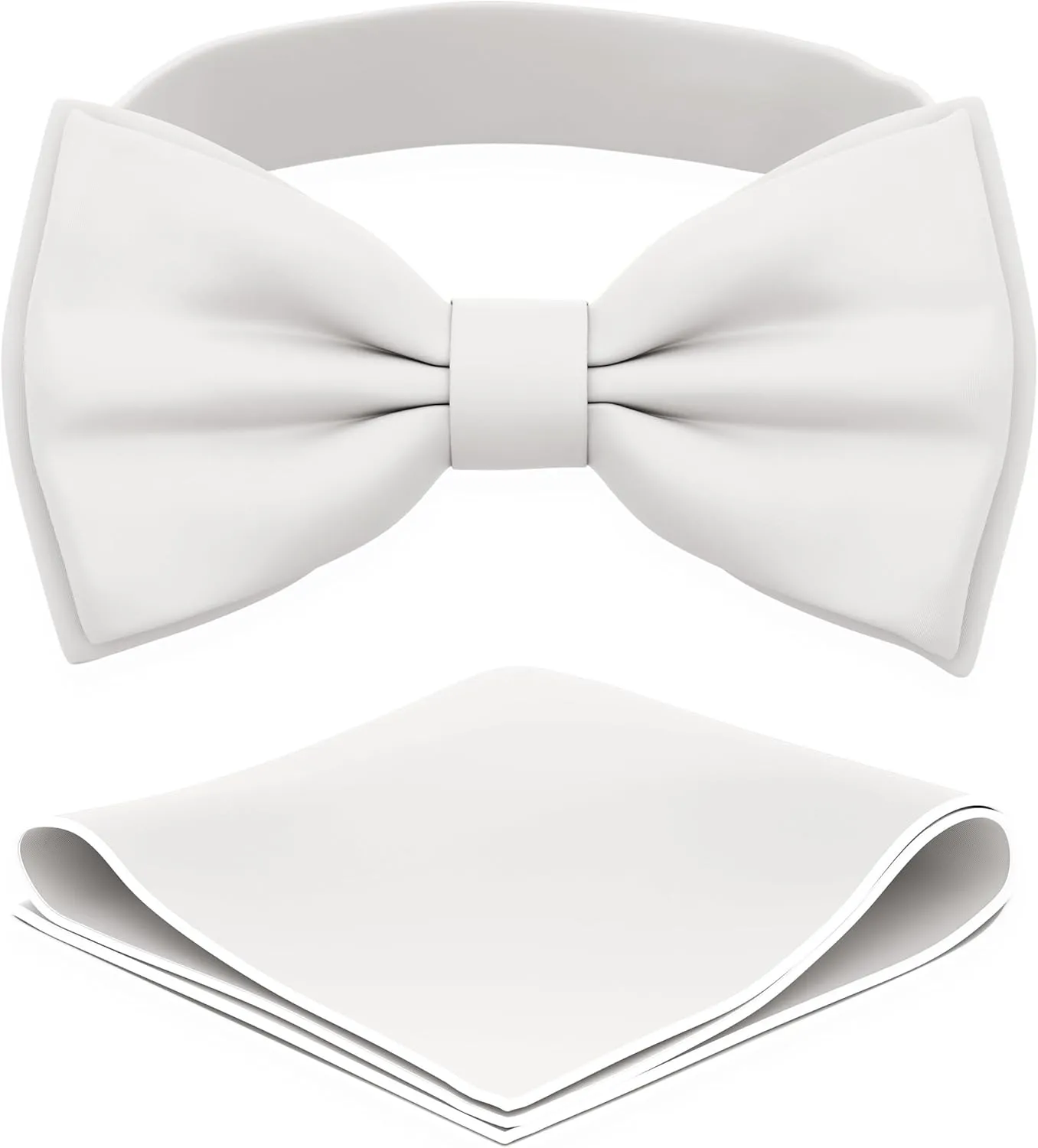 Adam Young Men's Bow Ties with Handkerchief Pre-Tied Style Formal Satin Classic Bowtie for Tuxedo Faux Silk