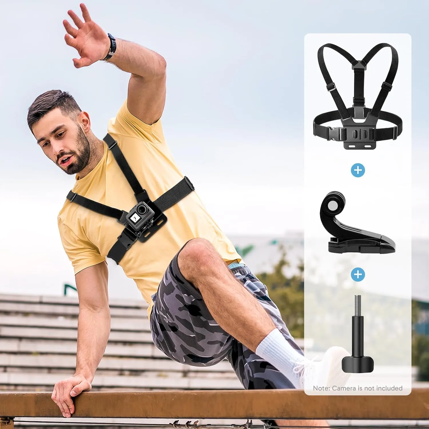 AKASO Adjustable Chest Strap Action Camera Accessories Kit for Action Cameras and Smartphones