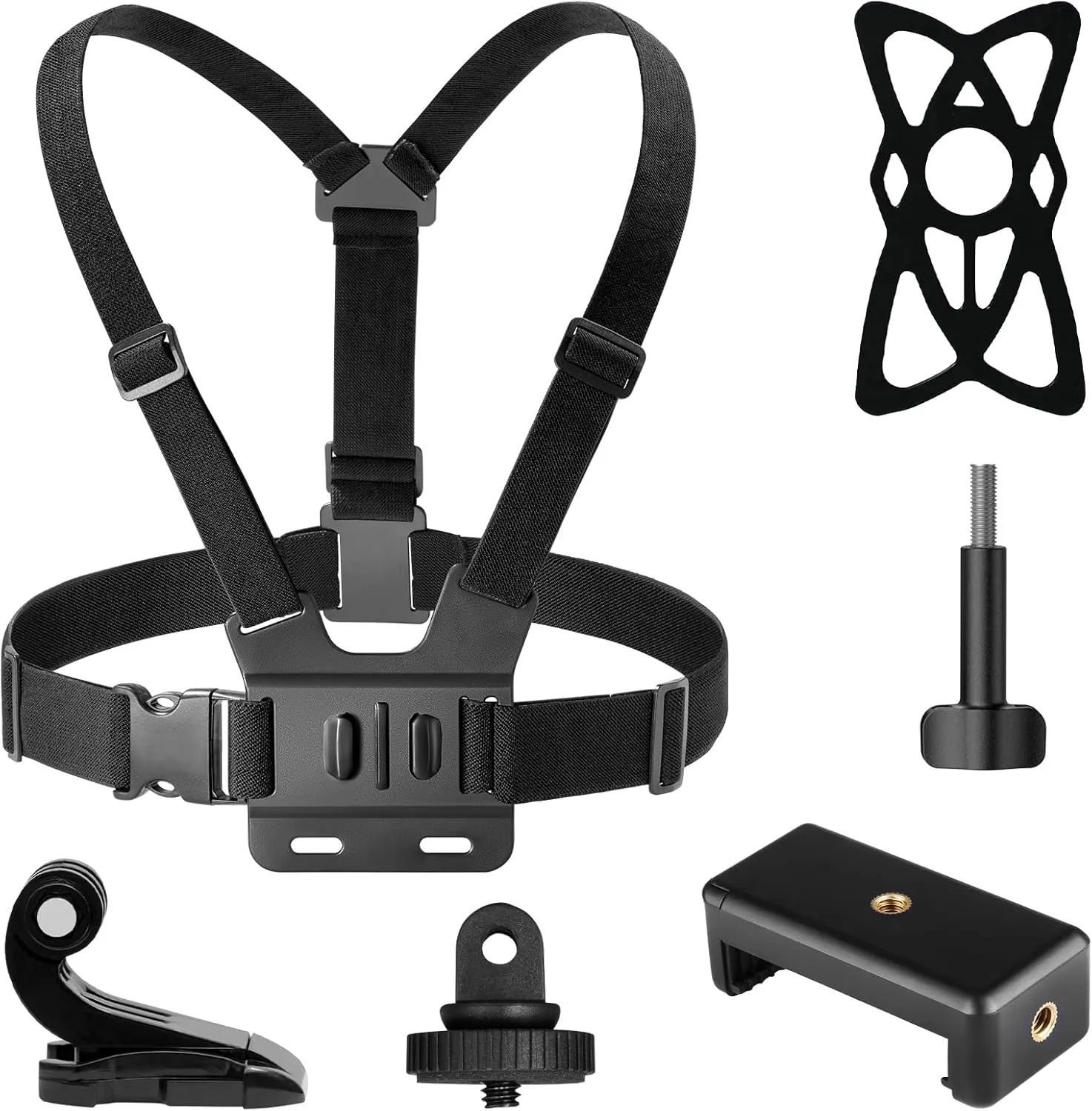 AKASO Adjustable Chest Strap Action Camera Accessories Kit for Action Cameras and Smartphones
