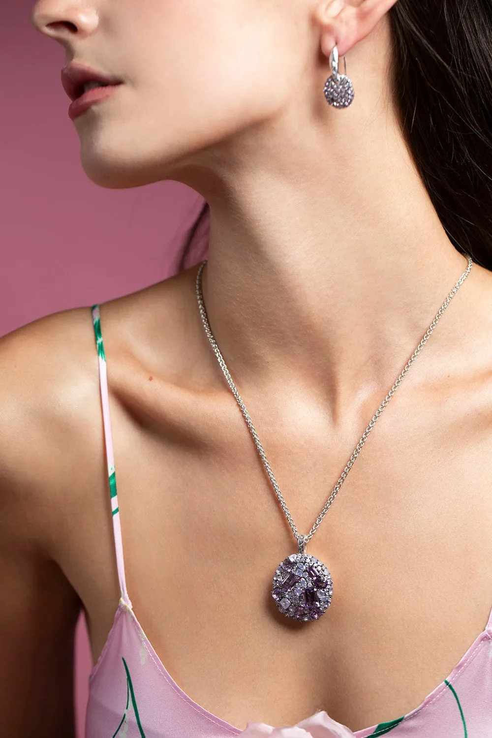 Amethyst and Lavender Quartz Pendant Necklace