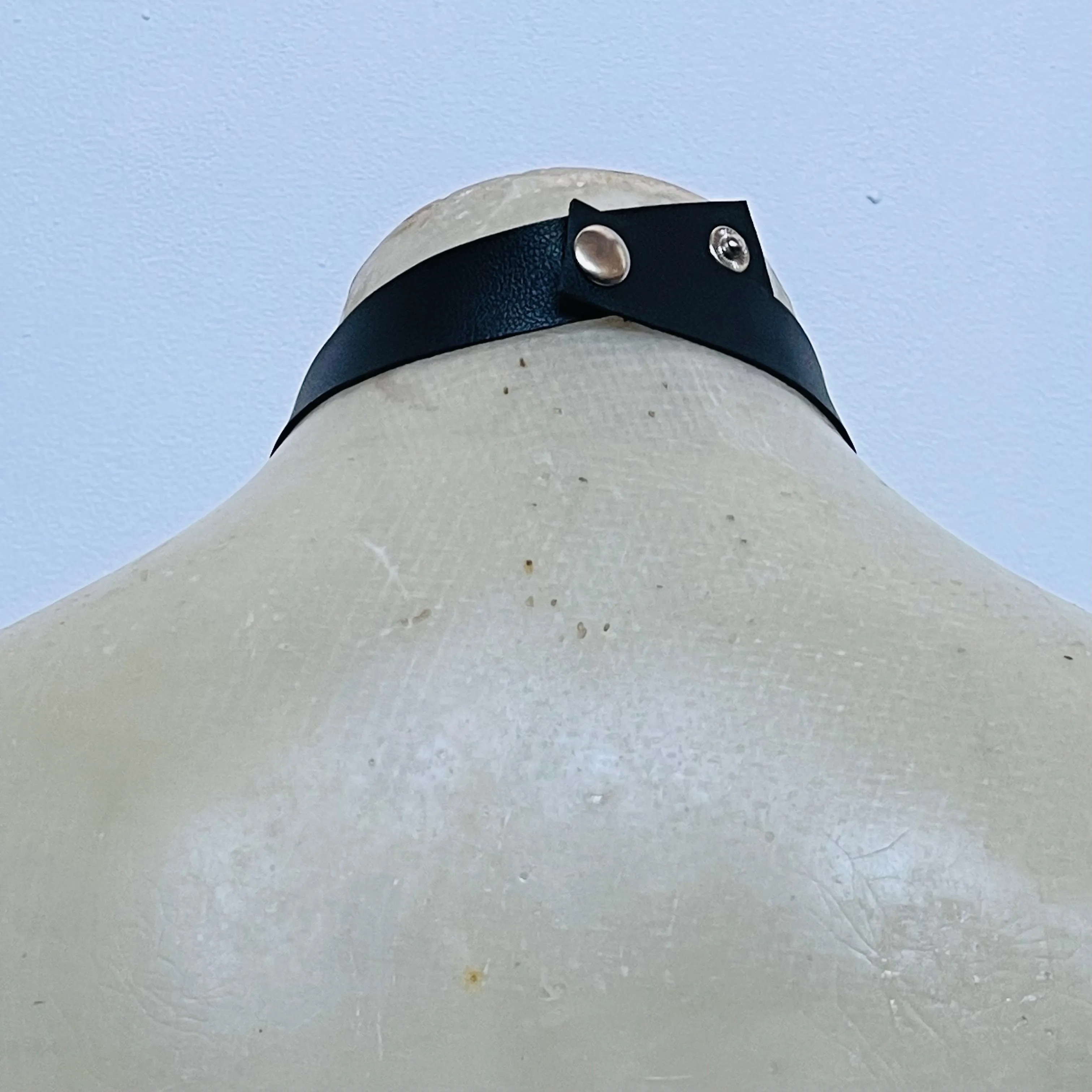Black Faux Leather Harness Choker Chain Bondage