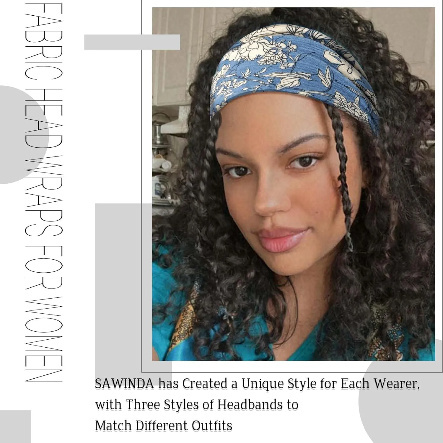 Boho Headbands for Women Wide African Headband Elastic Yoga Turban Hair Scarfs Workout Printed Hair Accessories for Women and Girls 4 Pack