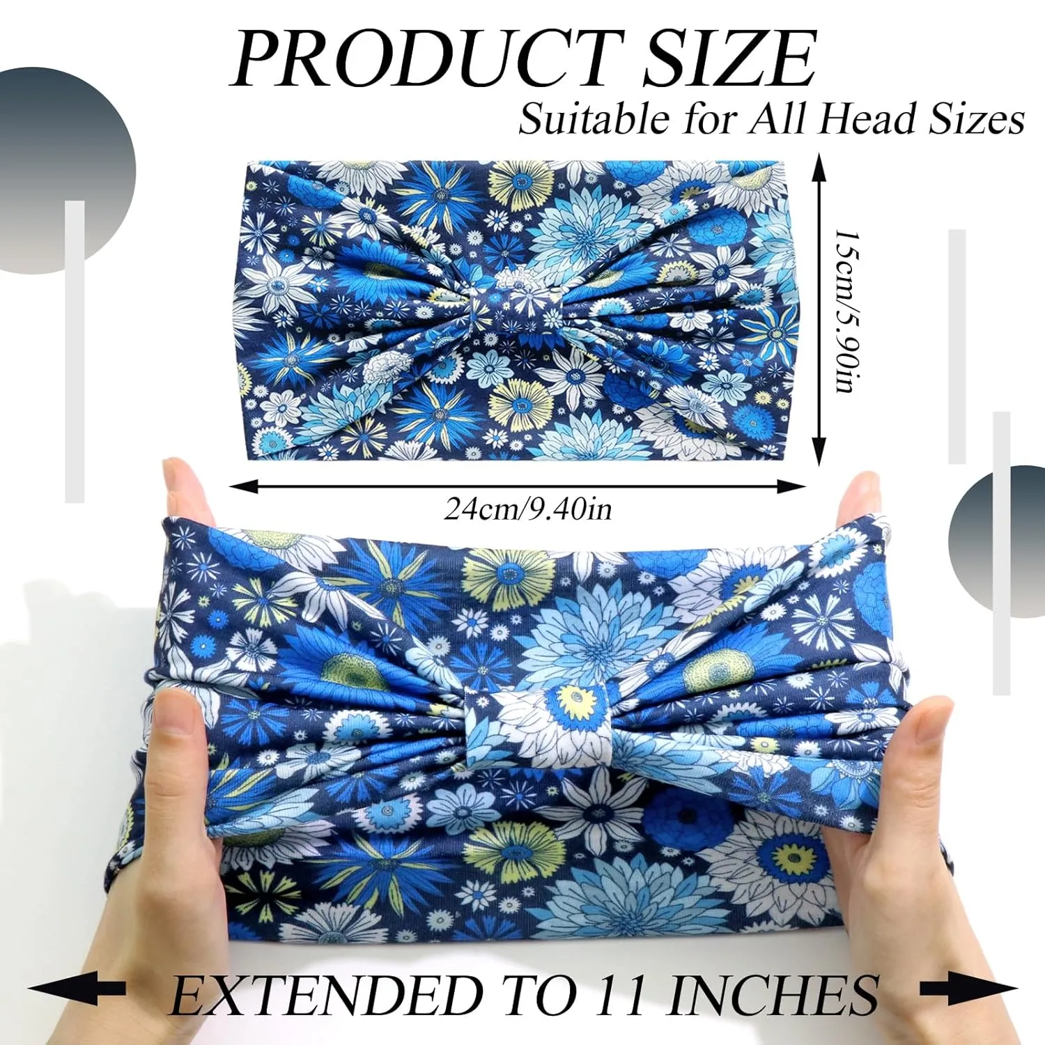 Boho Headbands for Women Wide Twist Knotted Elastic Non-Slip Head Bands for Women's Hair Soft Floral Pattern Headwraps Thick African Hair Bands Yoga Gym Bandanas Accessories 4 Pack