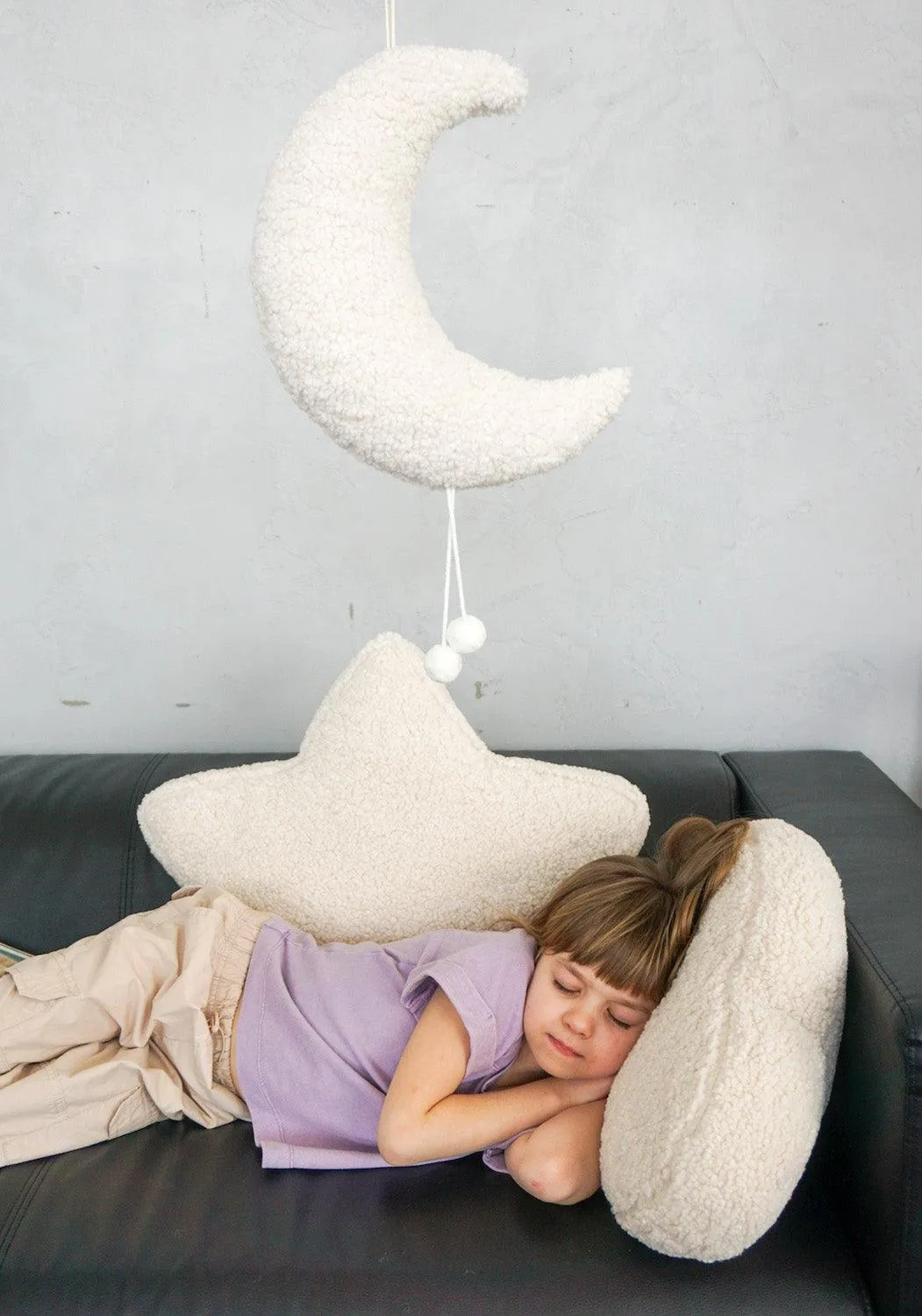 Boucle Moon Pendant Cream | Teddy Moon Pendant Cream