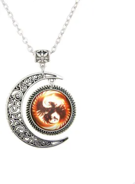 Charm Crescent Pendant Phoenix Pendant Necklace Phenix Necklace The Secular Bird Jewelry Beautiful Gifts