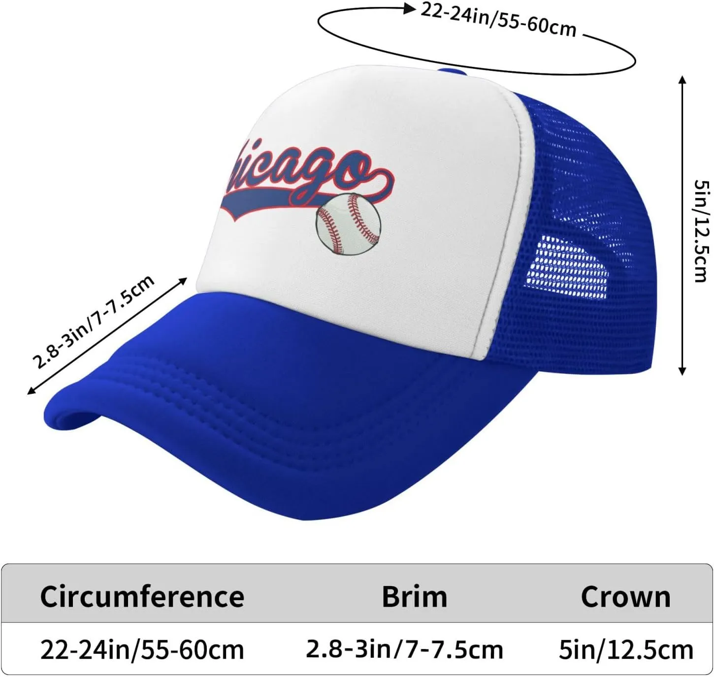 City Baseball Fans Classic Vintage Cap Graphic Adjustable Mesh Hat for Men Women