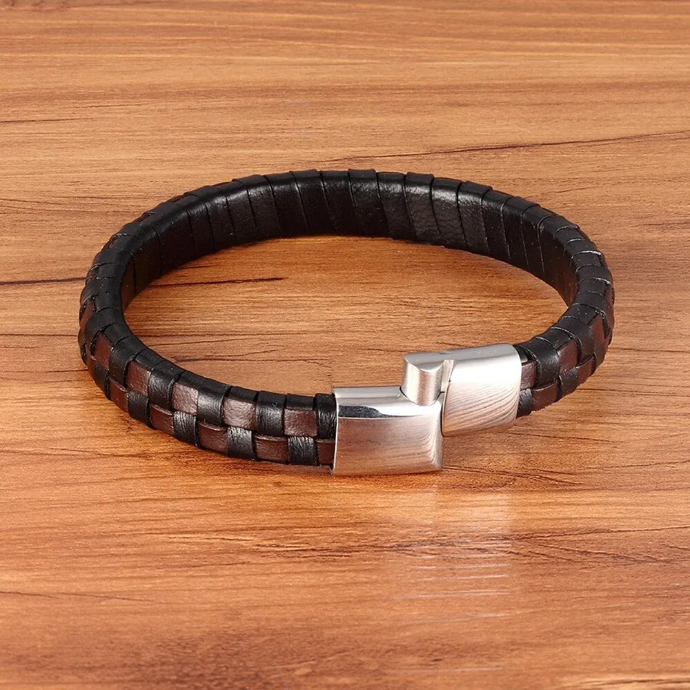Classic Design Hand-woven Bracelet Personality Gift For Men Genuine Leather Bracelet