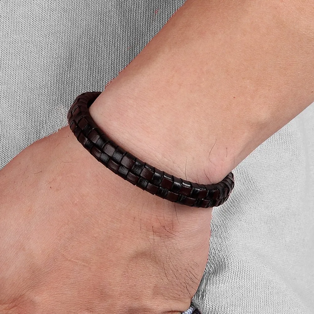 Classic Design Hand-woven Bracelet Personality Gift For Men Genuine Leather Bracelet