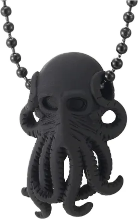 COOLSTEELANDBEYOND Steel Mens Womens Mat Black Octopus Skull Pendant Necklace with 23.6 inches Ball Chain, Gothic Punk