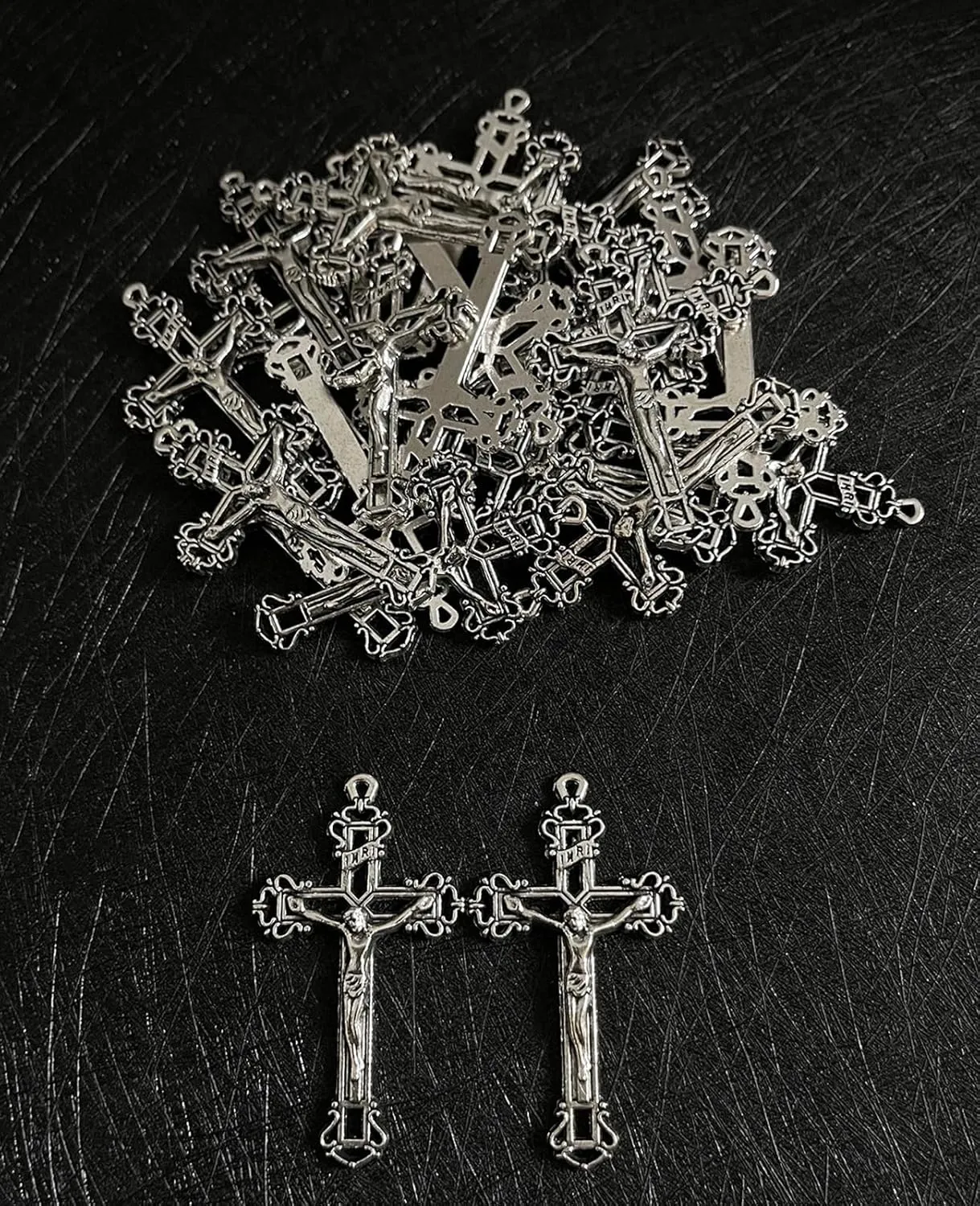 COTTVOTT Eastern Orthodox Crucifix, Christ Jesus Celtic Cross Pendant Charms for Women Men Rosary Necklace DIY Jewelry Making Parts