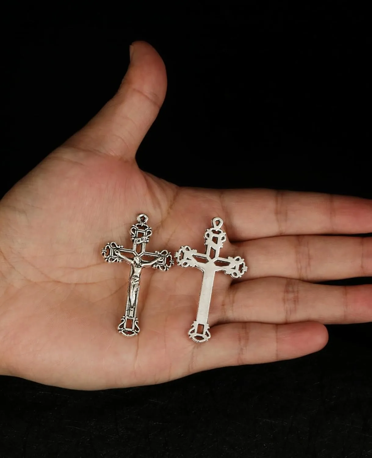 COTTVOTT Eastern Orthodox Crucifix, Christ Jesus Celtic Cross Pendant Charms for Women Men Rosary Necklace DIY Jewelry Making Parts