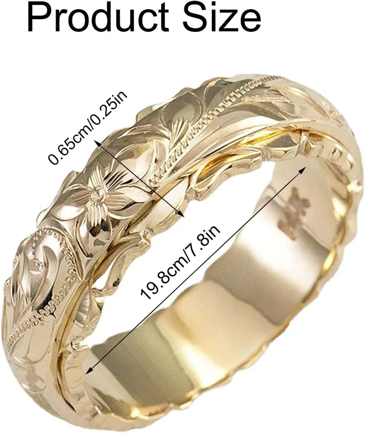 Dainty Engraved Plumeria Flower Ring, 14K Gold Plated Hawaiian Princess Plumeria Flower Scroll Promise Ring Stackable Wedding Engagement Band Jewelry for Women or Men