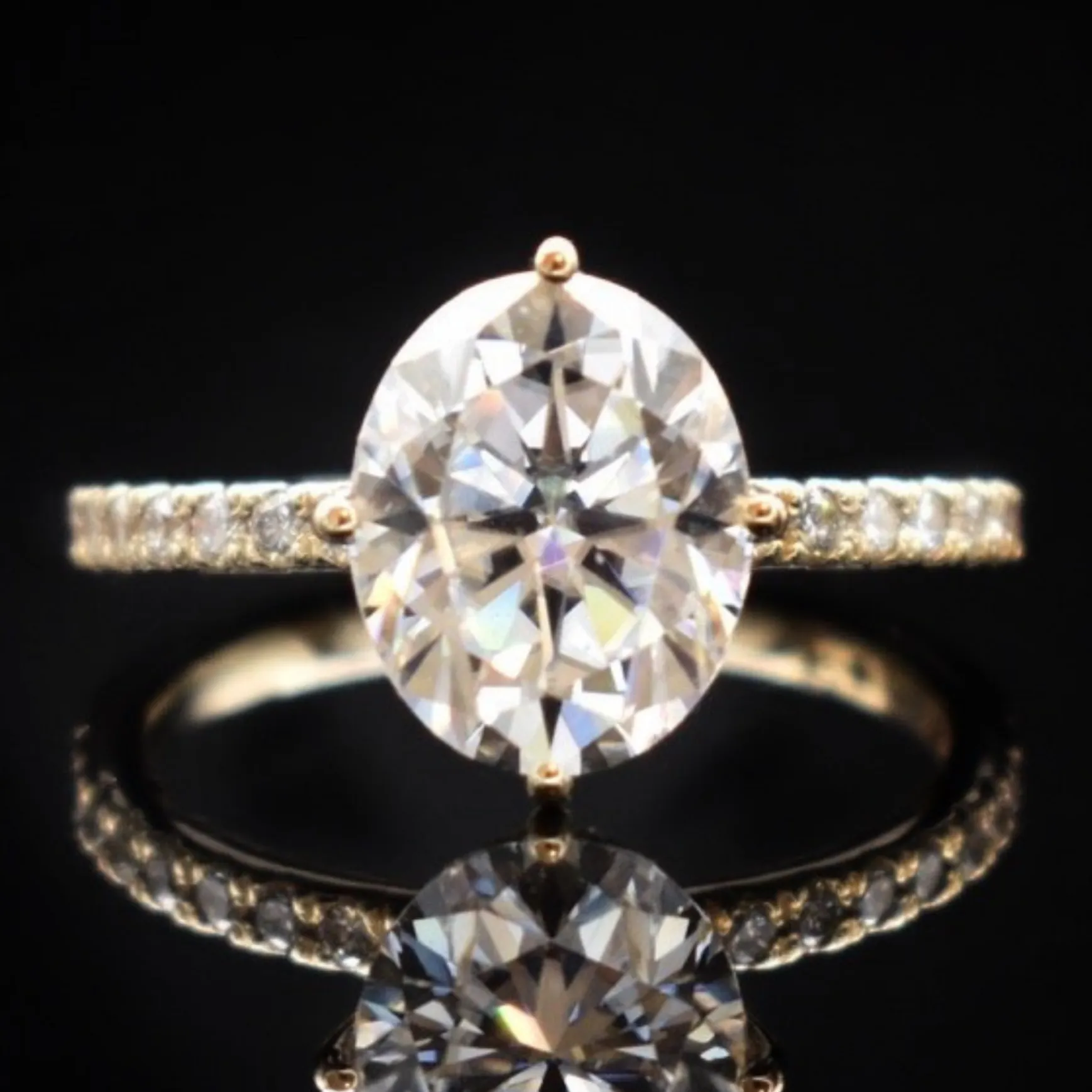 Diamond Oval Solitaire Engagement Ring With Hidden Halo