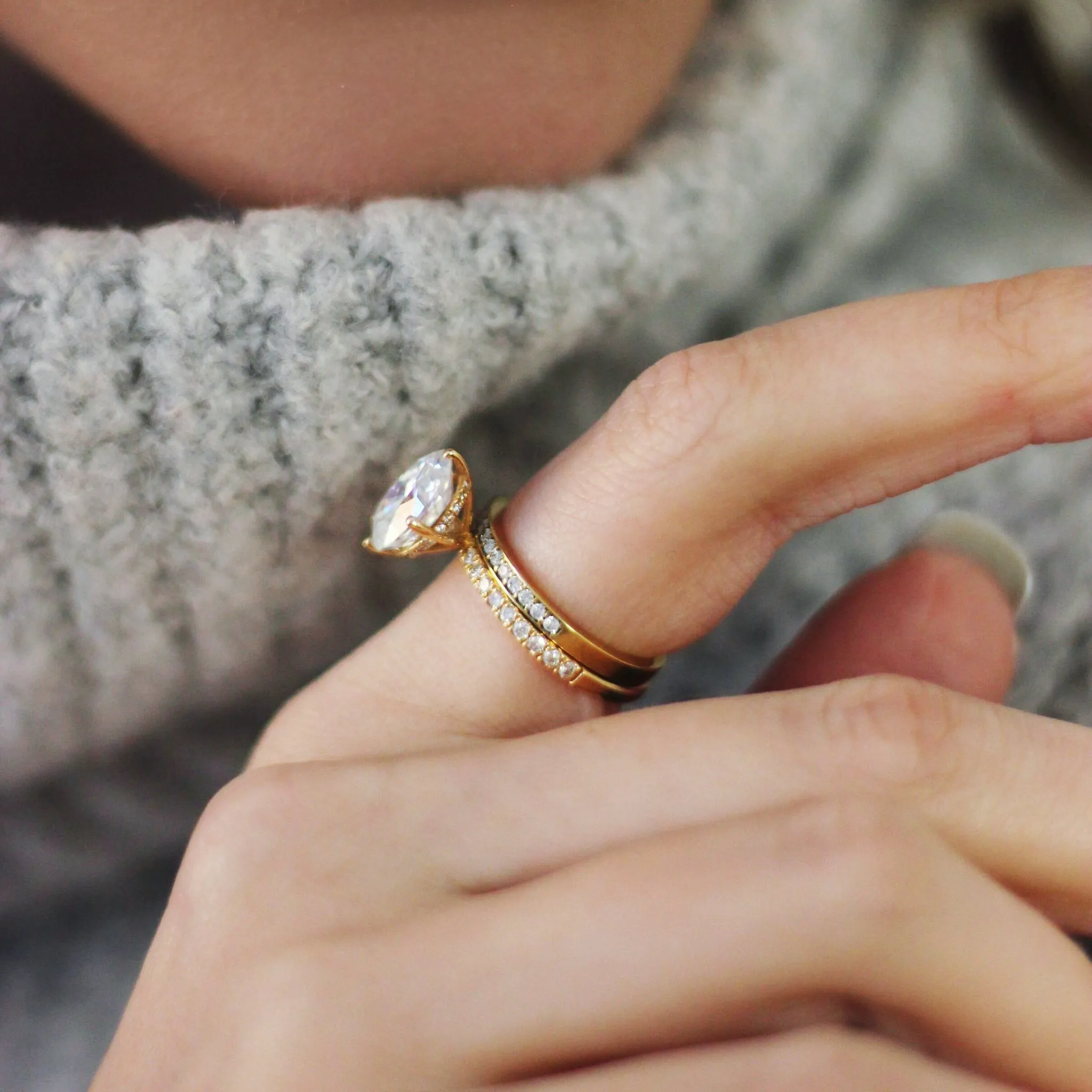 Diamond Oval Solitaire Engagement Ring With Hidden Halo