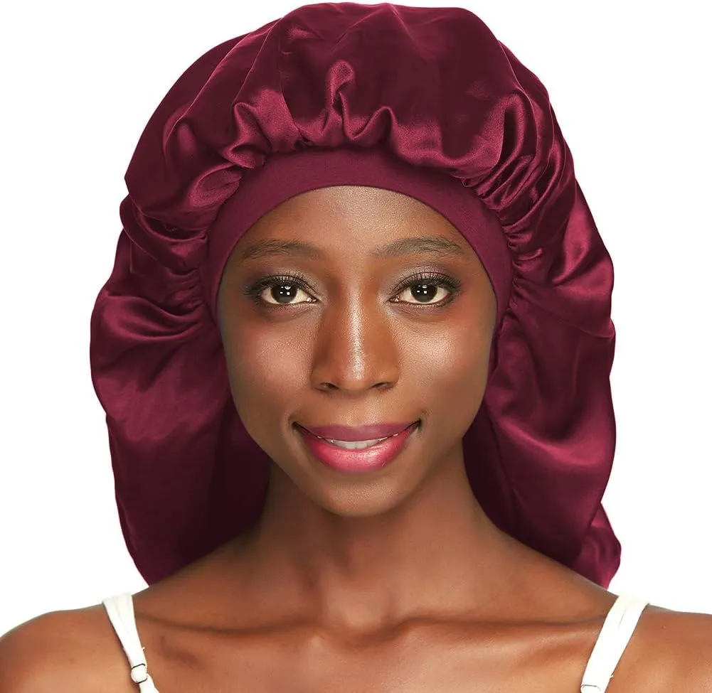 Double-Layer Satin Sleep Cap for Long Hair, Braids, Dreadlocks, Curly Hair