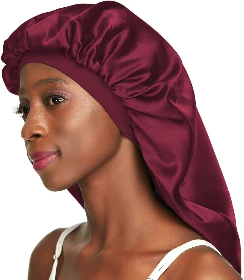 Double-Layer Satin Sleep Cap for Long Hair, Braids, Dreadlocks, Curly Hair