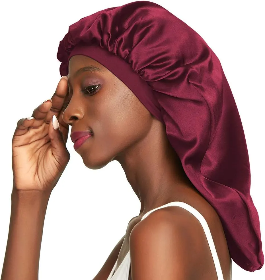 Double-Layer Satin Sleep Cap for Long Hair, Braids, Dreadlocks, Curly Hair