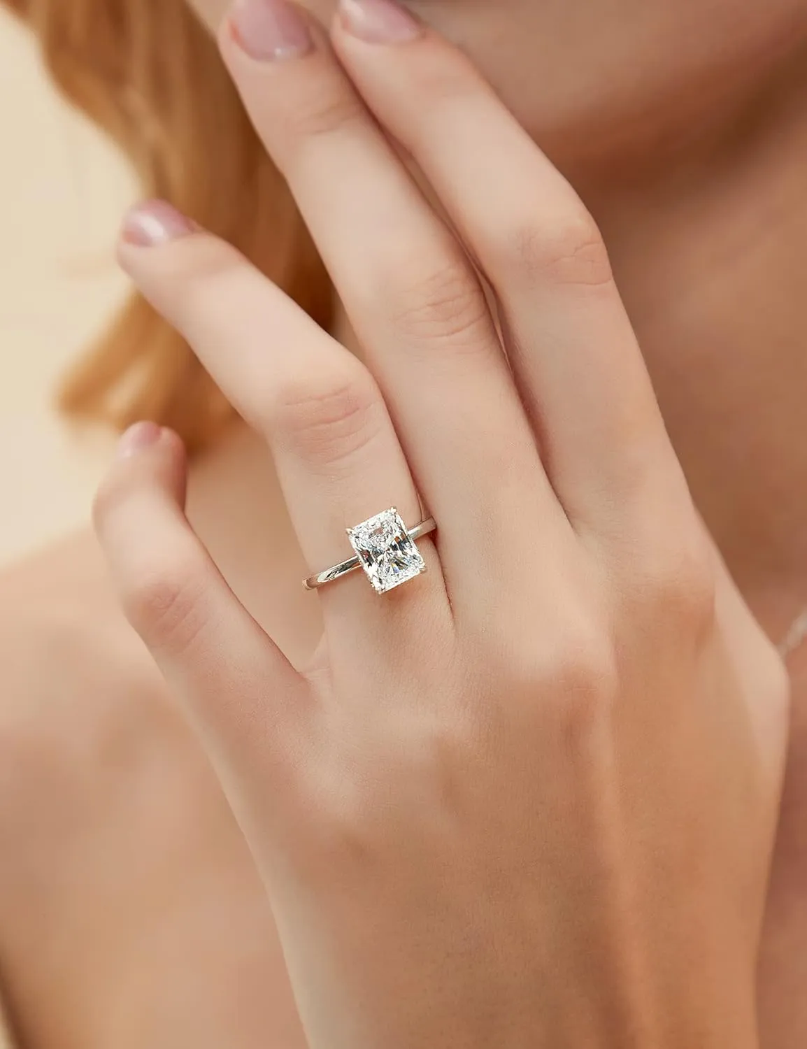 EAMTI 3CT 925 Sterling Silver Engagement Rings Radiant Cut Solitaire Cubic Zirconia CZ Wedding Promise Rings for Her Wedding Bands for Women Size 3-11