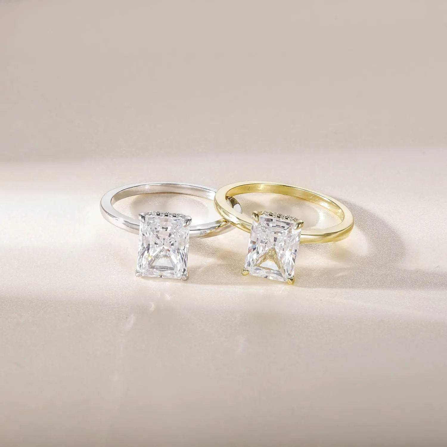 EAMTI 3CT 925 Sterling Silver Engagement Rings Radiant Cut Solitaire Cubic Zirconia CZ Wedding Promise Rings for Her Wedding Bands for Women Size 3-11