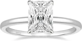 EAMTI 3CT 925 Sterling Silver Engagement Rings Radiant Cut Solitaire Cubic Zirconia CZ Wedding Promise Rings for Her Wedding Bands for Women Size 3-11