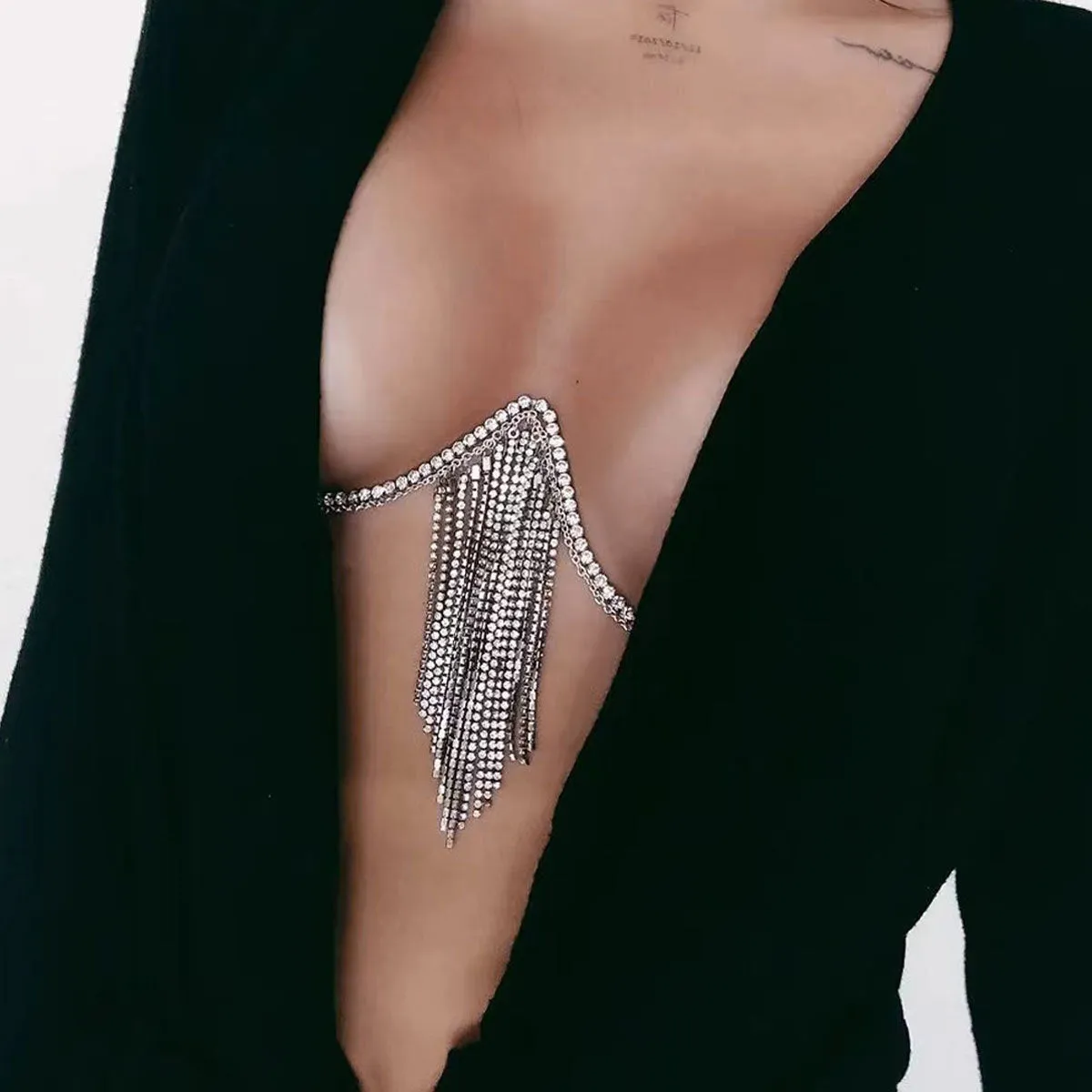 Elektra Rhinestone Tassel Body Chain