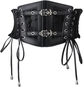 eYLun Womens Corset Belt Vintage Lace-up Elastic Waist Belt Rock Tied Corset Waspie Wide Belt for Halloween Costume