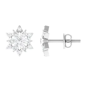 Flower Stud Earrings with Marquise and Round Diamond