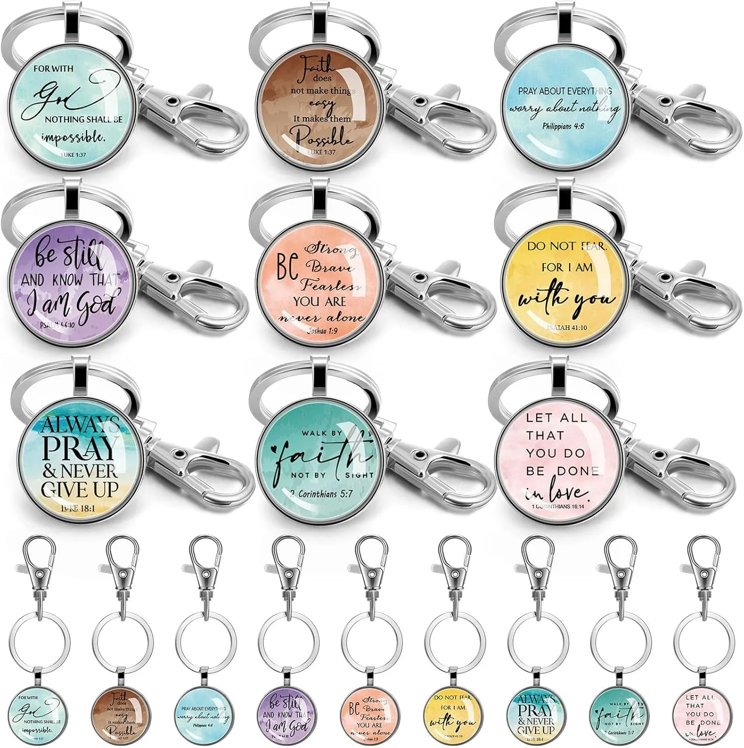 Fumete Christian Keychain Bulk Bible Verse Religious Keychain Scripture Quote Inspirational Gifts Supplies for Men Women