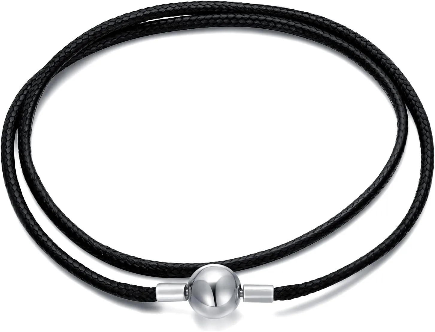 Genuine Leather Cord Chain Necklace Black Braided Wax Rope Chain with 925 Sterling Silver Clasp 14 16 18 20 22 24 26 28 Inches