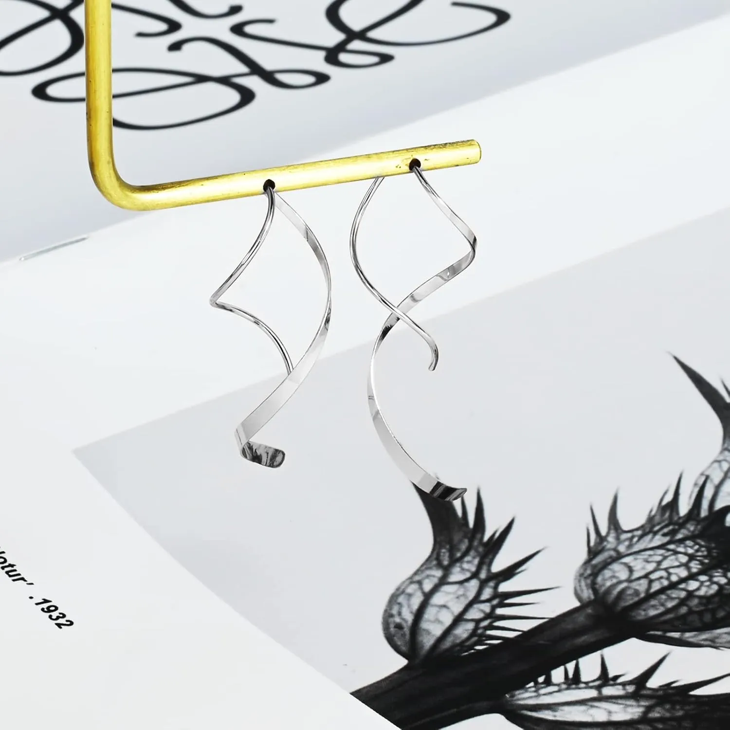Handmade 925 Sterling Silver Spiral Threader Earrings Hypoallergenic Twisted Curved Drop Dangle Earrings Pull Through Earrings for Women Trendy Fashion-Silver