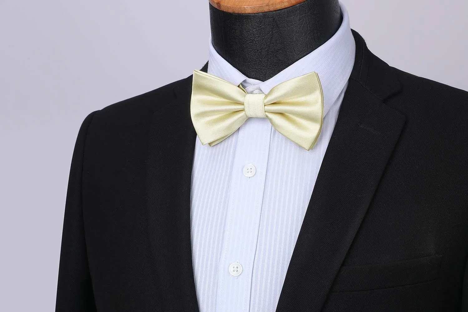 HISDERN Bow Ties for Men Solid Color Pre-Tie Bow Tie and Pocket Square Set Classic Formal Tuxedo Bowties for Wedding Party