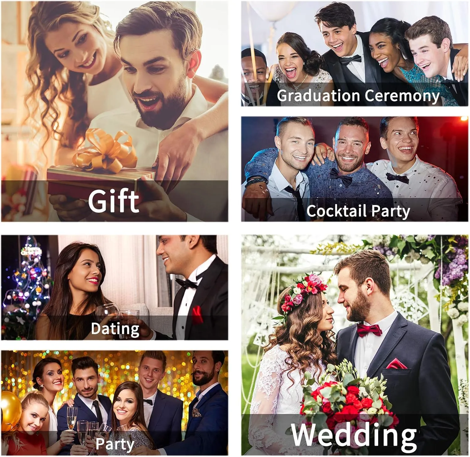 HISDERN Bow Ties for Men Solid Color Pre-Tie Bow Tie and Pocket Square Set Classic Formal Tuxedo Bowties for Wedding Party