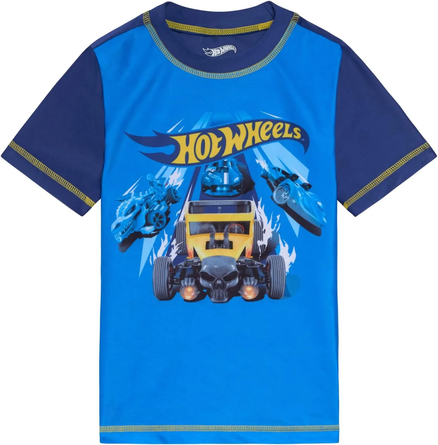 Hot Wheels UPF 50  Pullover Rash Guard and Swim Trunks Outfit Set Toddler to Big Kid