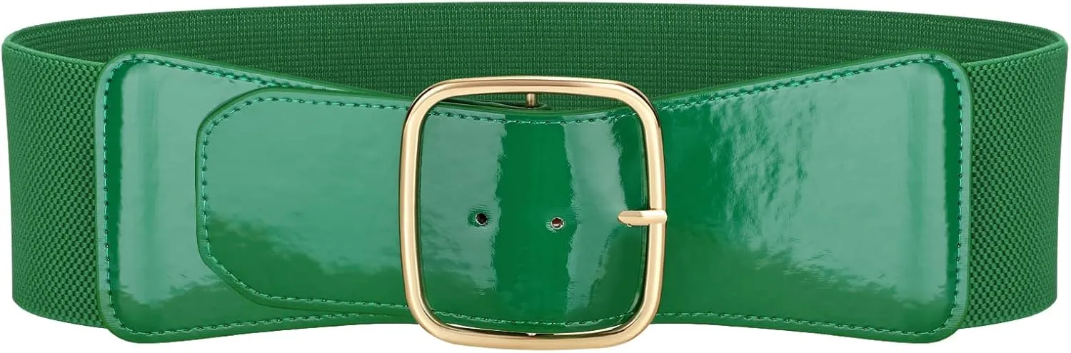 JASGOOD Women Elastic Wide Belt Ladies Stretchy Waist Belt with Square Buckle for Dress