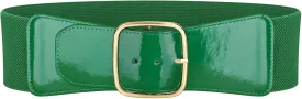JASGOOD Women Elastic Wide Belt Ladies Stretchy Waist Belt with Square Buckle for Dress