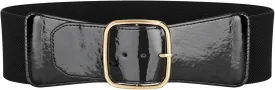 JASGOOD Women Elastic Wide Belt Ladies Stretchy Waist Belt with Square Buckle for Dress