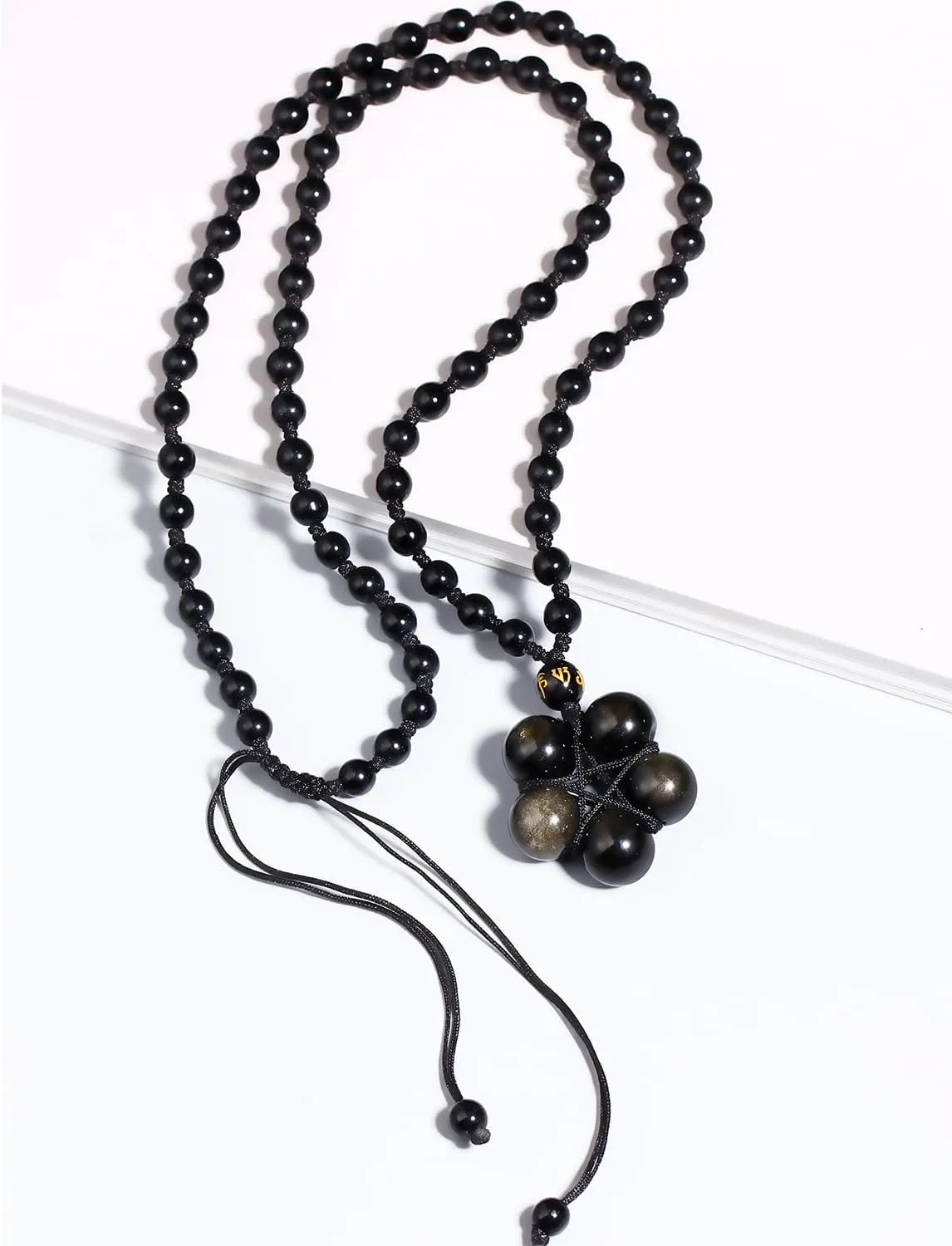 Jewever Tiger Eye Necklace Pendant Handmade Star-Shape Adjustable Energy Gemstone Healing Crystal 12mm Beads Unisex