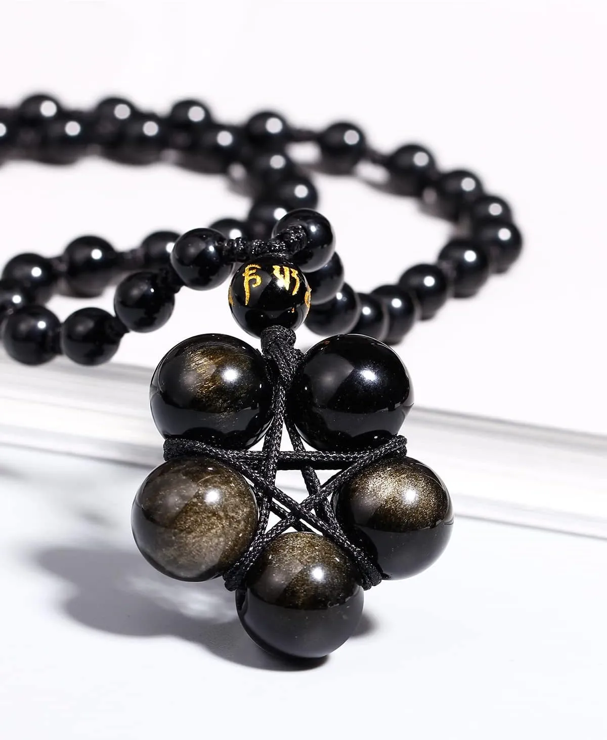 Jewever Tiger Eye Necklace Pendant Handmade Star-Shape Adjustable Energy Gemstone Healing Crystal 12mm Beads Unisex