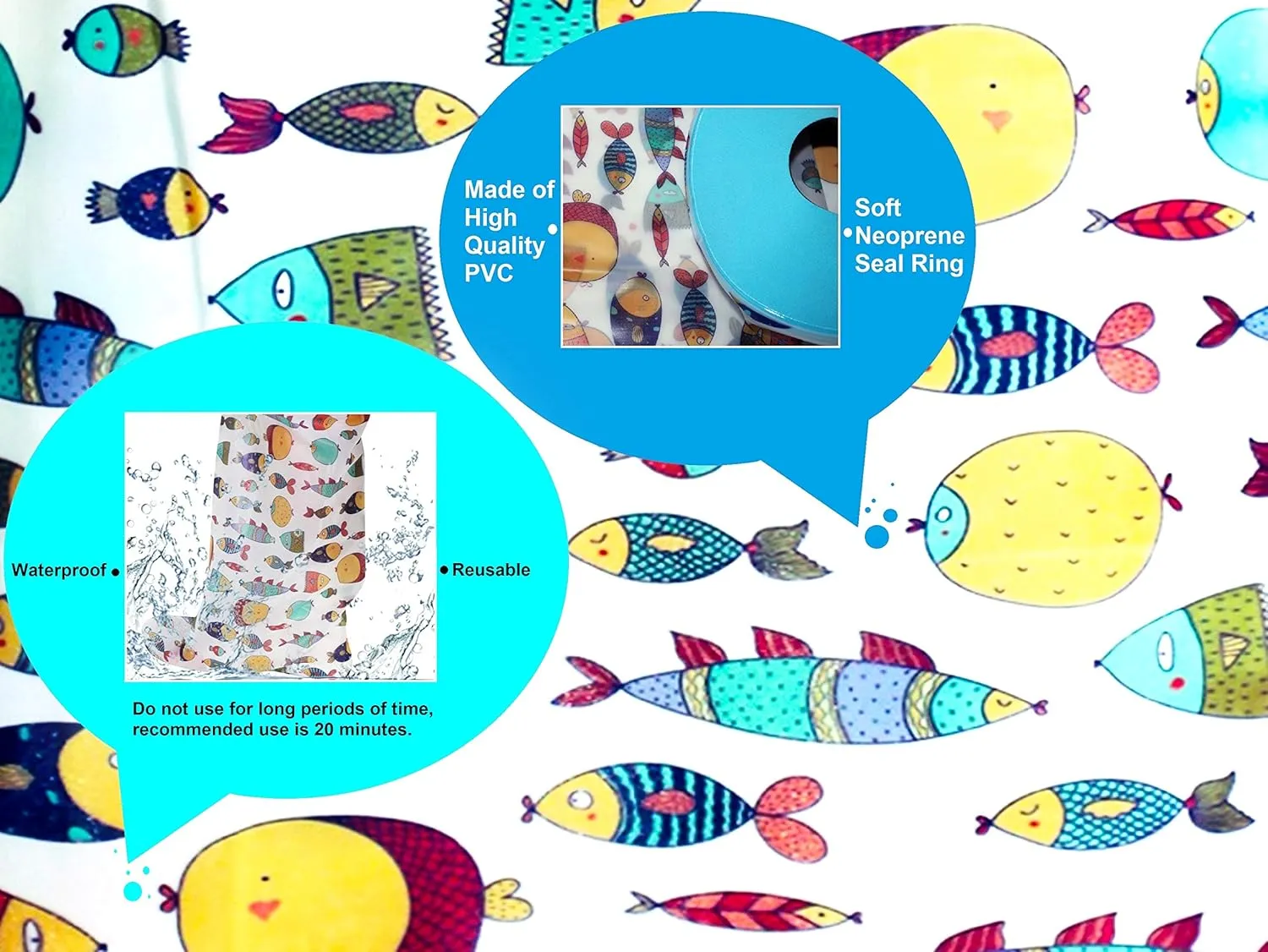 Kids Cast Cover for Showering Foot Waterproof Reusable Cast Protector for Toddlers and Little Kids Cute Design with Fishes