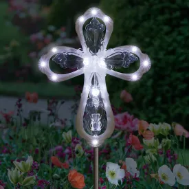 Large Acrylic and Metal Solar Cross Garden Stake with LED lights, 6.5 by 39 Inches