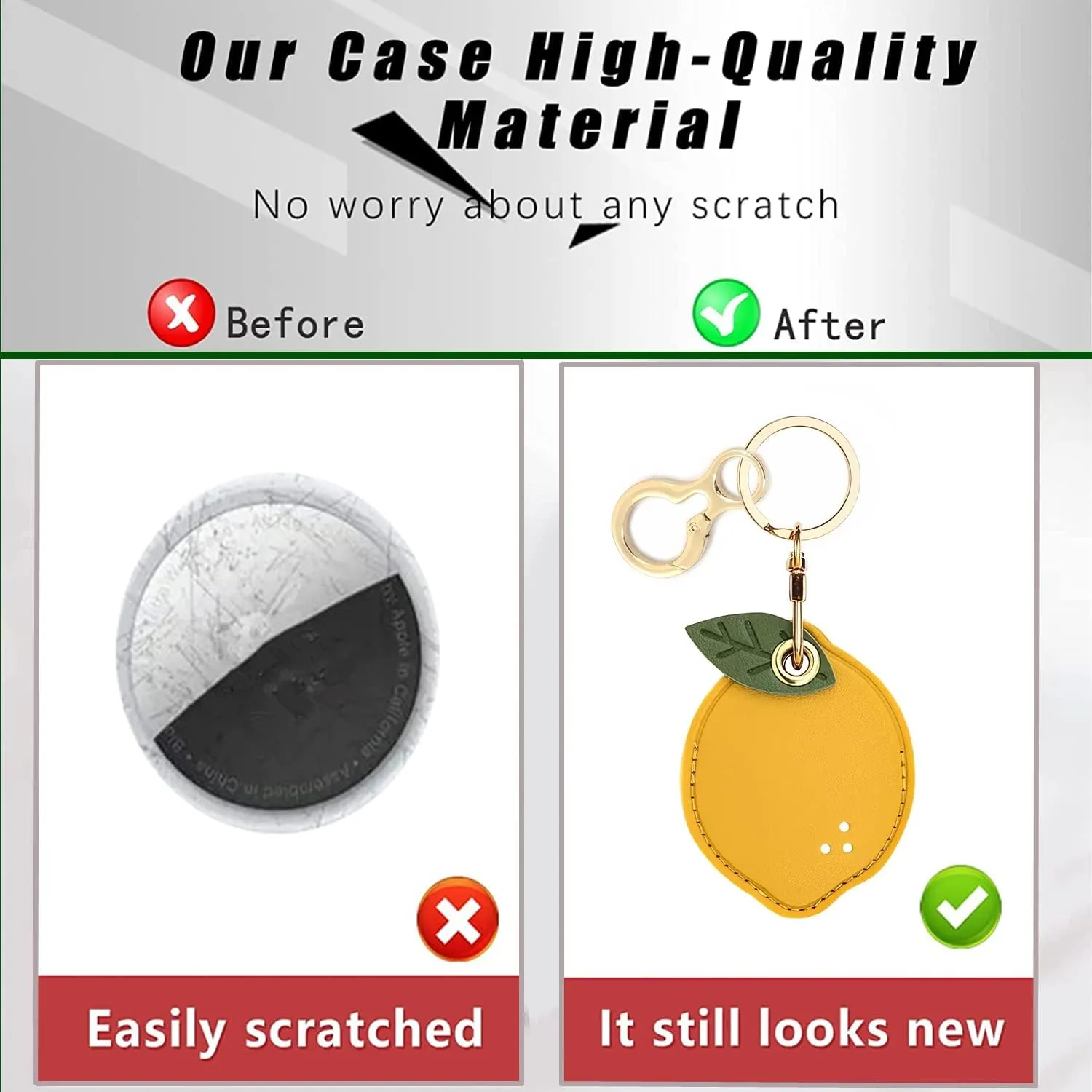 Leather Keychain Holder Case Compatible with AirTag,Cute air tag Cover with Keychain Ring,GPS Tracker Case for Keys
