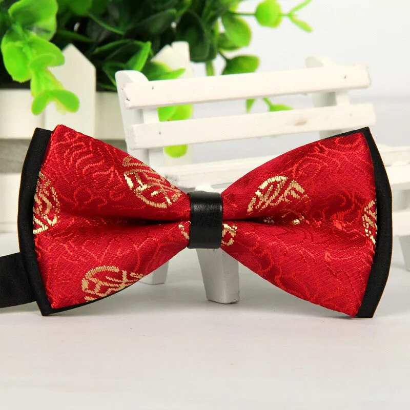 Luxury Black men bow tie Gold Jacquard bowties 12cm*6cm gravatas borboleta lote