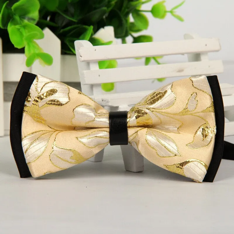 Luxury Black men bow tie Gold Jacquard bowties 12cm*6cm gravatas borboleta lote